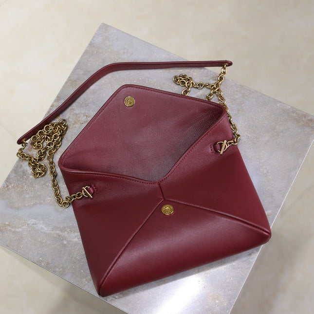 YSL 25S CALYPSO MINI 19 IN BURGUNDY CALFSKIN GOLD HARDWARE