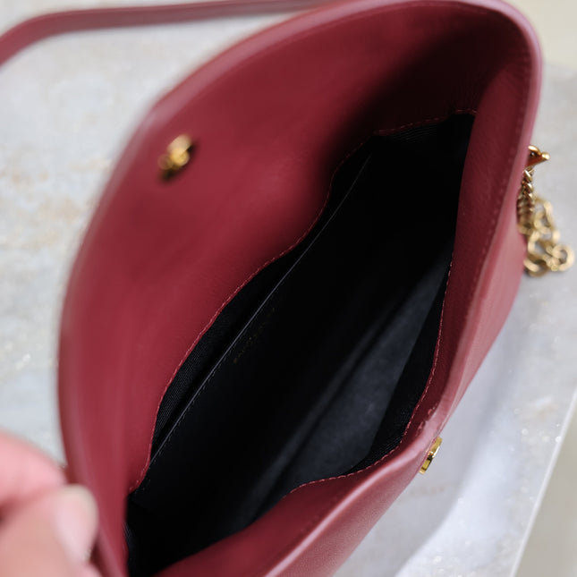 YSL 25S CALYPSO MINI 19 IN BURGUNDY CALFSKIN GOLD HARDWARE