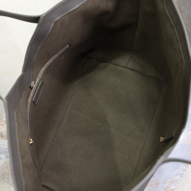 YSL 25S Y MAXI TOTE 50 IN MUTED CHARCOAL CALFSKIN GOLD HARDWARE
