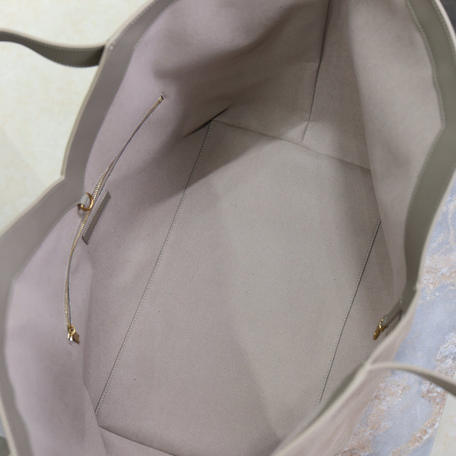 YSL 25S Y MAXI TOTE 50 IN DRY GRAIN SUEDE GOLD HARDWARE