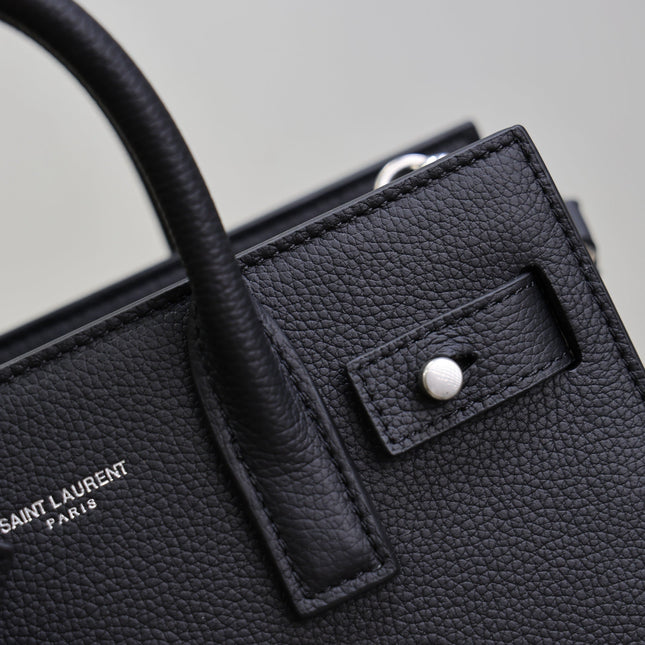YSL 25S SAC DE JOUR 22 IN BLACK GRAINED CALFSKIN SILVER HARDWARE
