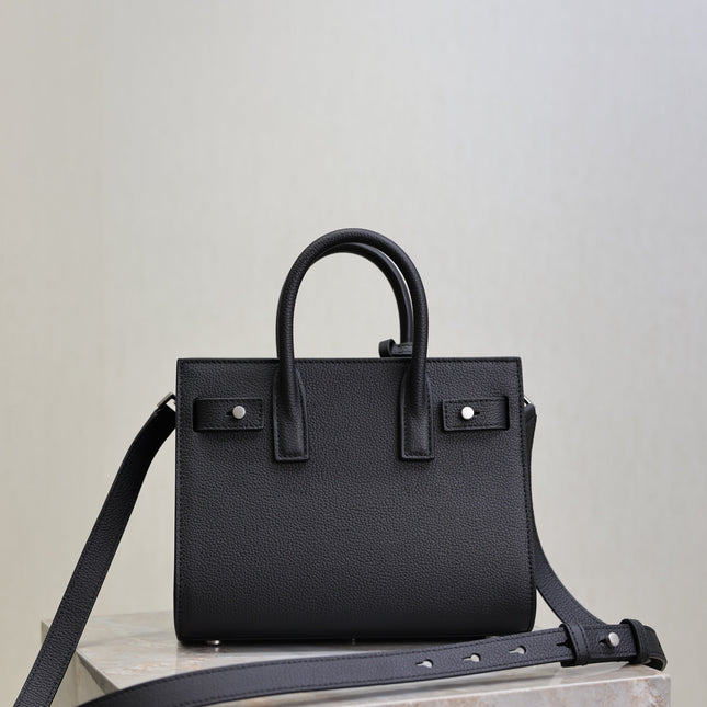 YSL 25S SAC DE JOUR 22 IN BLACK GRAINED CALFSKIN SILVER HARDWARE