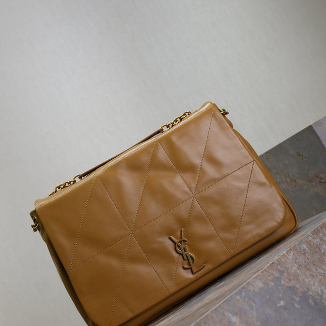 YSL 25S LARGE JAMIE 43 IN DARK GOLDENROD LAMBSKIN GOLD HARDWARE