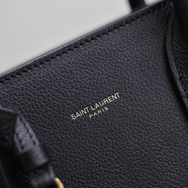 YSL 25S SAC DE JOUR GM 32 IN BLACK SUPPLE GRAINED CALFSKIN GOLD HARDWARE