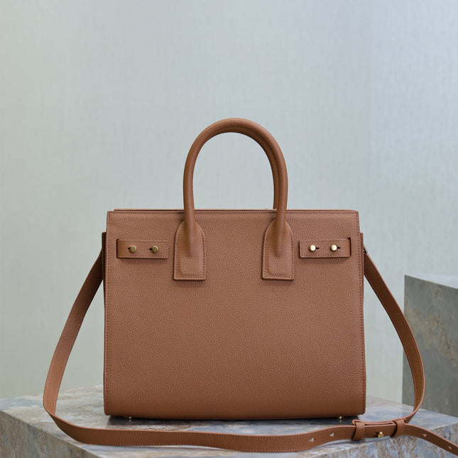 YSL 25S SAC DE JOUR GM 32 IN CHESTNUT BROWN SUPPLE GRAINED CALFSKIN