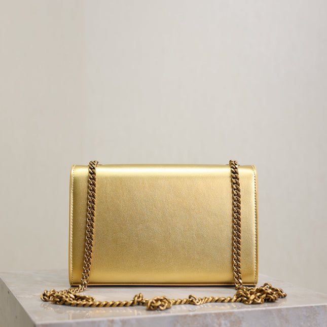 YSL 25S KATE BAG 20 IN GOLD METALLIC CALFSKIN GOLD HARDWARE