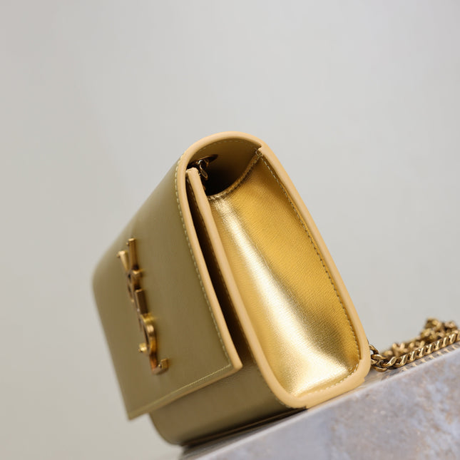 YSL 25S KATE BAG 20 IN GOLD METALLIC CALFSKIN GOLD HARDWARE