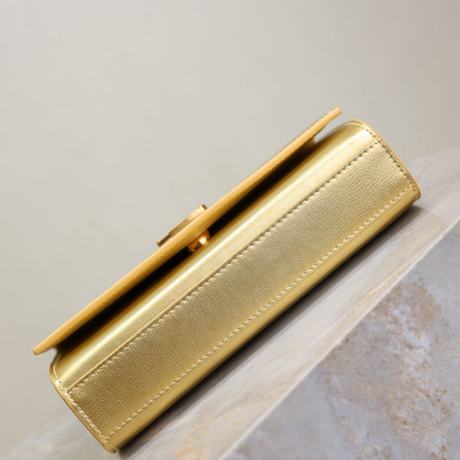 YSL 25S KATE BAG 20 IN GOLD METALLIC CALFSKIN GOLD HARDWARE