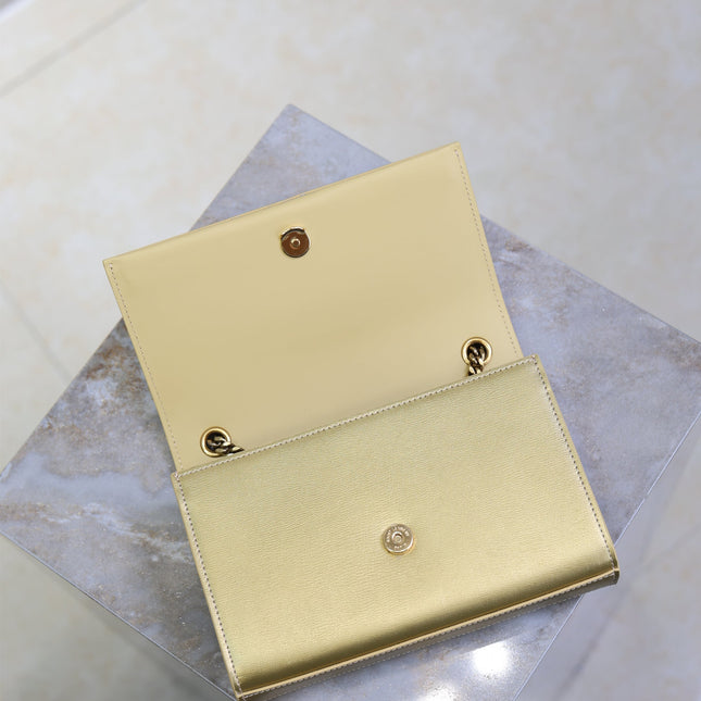 YSL 25S KATE TASSEL 20 IN GOLD METALLIC CALFSKIN GOLD HARDWARE
