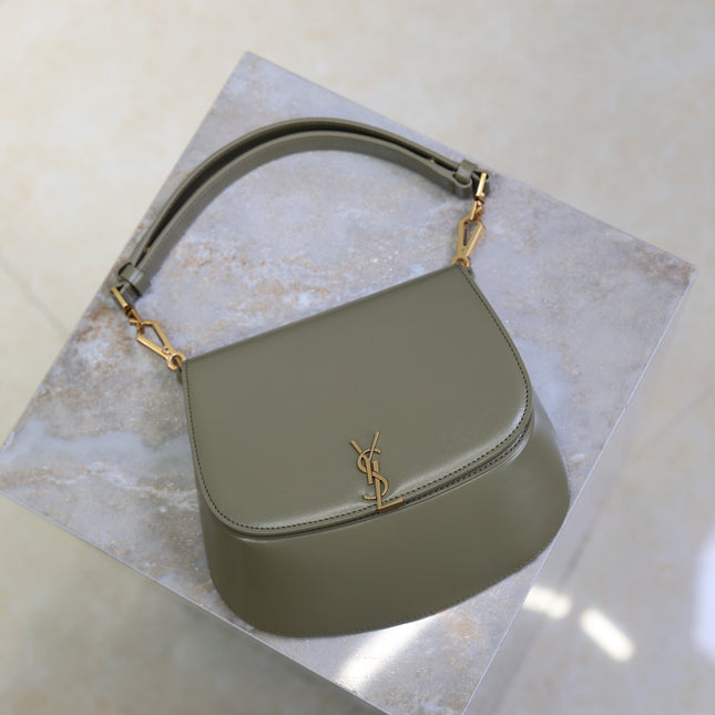 YSL 25S MINI VOLTAIRE 21 IN DEEP MUSK CALFSKIN SAINT LAURENT GOLD HARDWARE