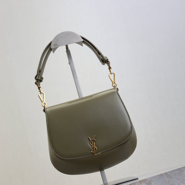 YSL 25S MINI VOLTAIRE 21 IN DEEP MUSK CALFSKIN SAINT LAURENT GOLD HARDWARE