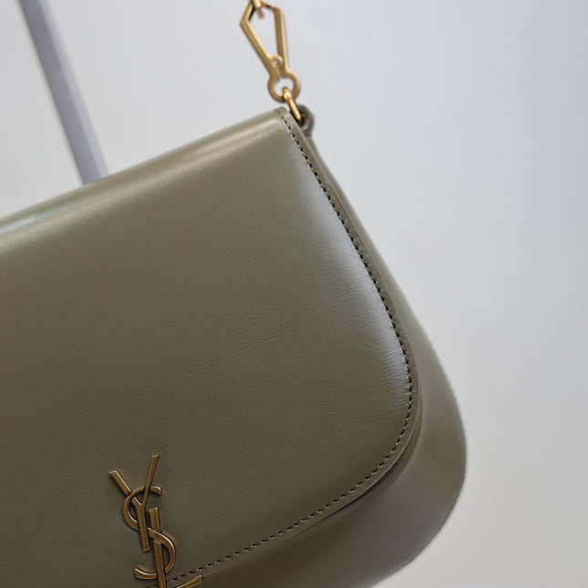 YSL 25S MINI VOLTAIRE 21 IN DEEP MUSK CALFSKIN SAINT LAURENT GOLD HARDWARE