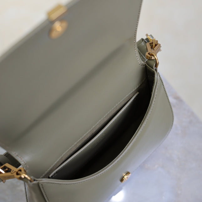 YSL 25S MINI VOLTAIRE 21 IN DEEP MUSK CALFSKIN SAINT LAURENT GOLD HARDWARE