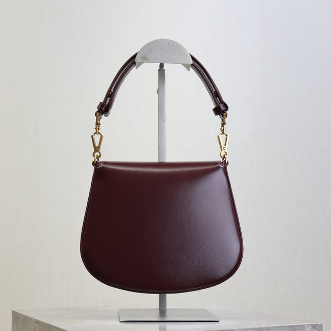 YSL 25S MINI VOLTAIRE 21 IN ROUGE CABERNET CALFSKIN SAINT LAURENT GOLD HARDWARE