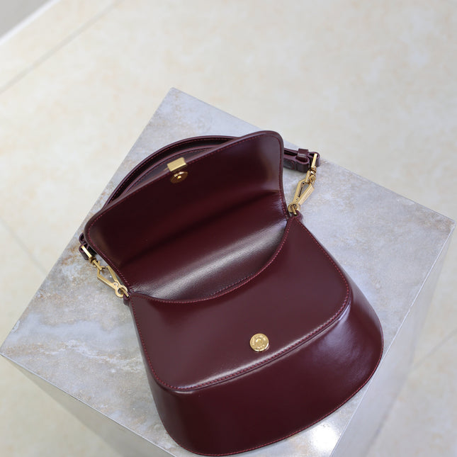 YSL 25S MINI VOLTAIRE 21 IN ROUGE CABERNET CALFSKIN SAINT LAURENT GOLD HARDWARE