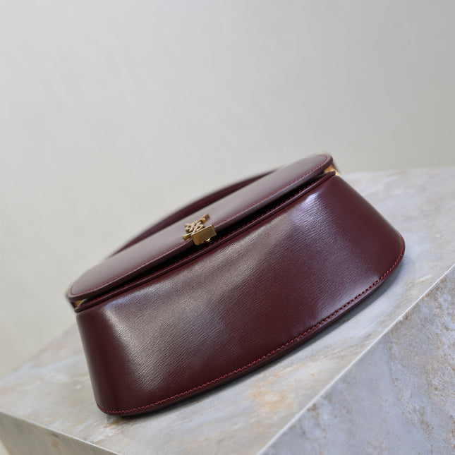 YSL 25S MINI VOLTAIRE 21 IN ROUGE CABERNET CALFSKIN SAINT LAURENT GOLD HARDWARE