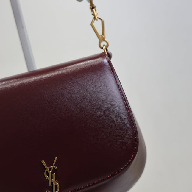 YSL 25S MINI VOLTAIRE 21 IN ROUGE CABERNET CALFSKIN SAINT LAURENT GOLD HARDWARE