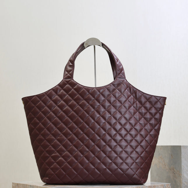 YSL 25S ICARE 27 IN ROUGE CABERNET QUILTED CALFSKIN GOLD HARDWARE