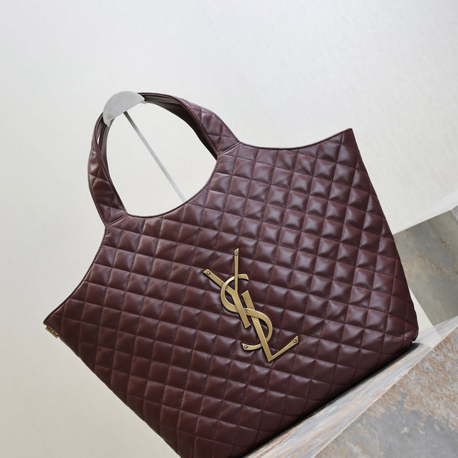 YSL 25S ICARE 27 IN ROUGE CABERNET QUILTED CALFSKIN GOLD HARDWARE
