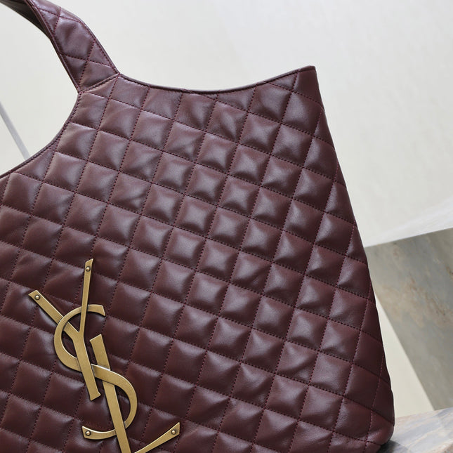 YSL 25S ICARE 27 IN ROUGE CABERNET QUILTED CALFSKIN GOLD HARDWARE
