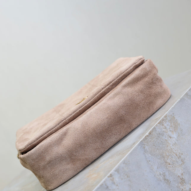 YSL 25S JAMIE 4.3 MINI 20 IN DUSTY ROSE BEIGE SUEDE GOLD HARDWARE