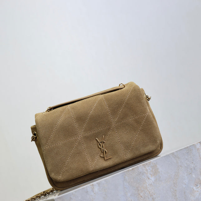 YSL 25S JAMIE 4.3 MINI 20 IN CARAMEL COGNAC SUEDE GOLD HARDWARE