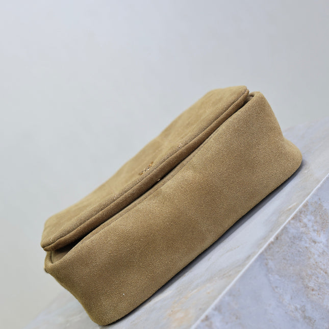 YSL 25S JAMIE 4.3 MINI 20 IN CARAMEL COGNAC SUEDE GOLD HARDWARE