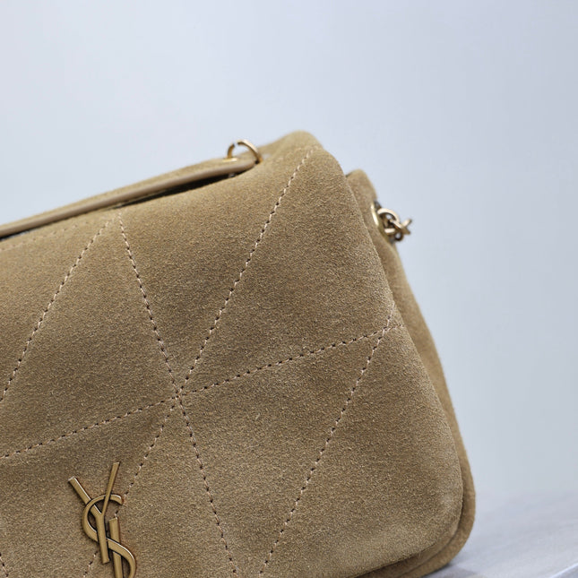 YSL 25S JAMIE 4.3 MINI 20 IN CARAMEL COGNAC SUEDE GOLD HARDWARE