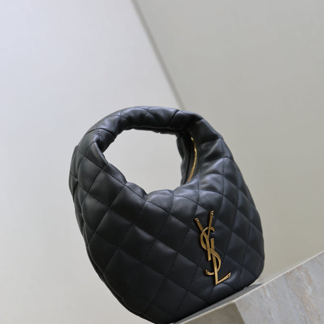 YSL 25S ICARINO 17 IN BLACK QUILTED CALFSKIN GOLD HARDWARE