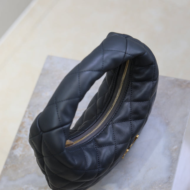 YSL 25S ICARINO 17 IN BLACK QUILTED CALFSKIN GOLD HARDWARE
