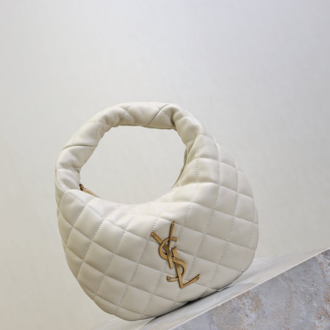 YSL 25S ICARINO 17 IN WHITE QUILTED CALFSKIN GOLD HARDWARE