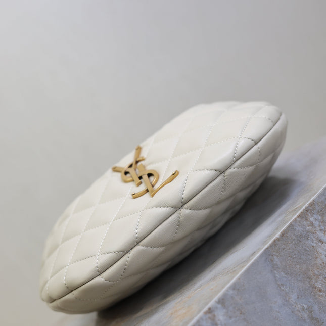 YSL 25S ICARINO 17 IN WHITE QUILTED CALFSKIN GOLD HARDWARE