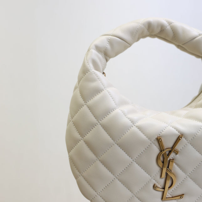 YSL 25S ICARINO 17 IN WHITE QUILTED CALFSKIN GOLD HARDWARE
