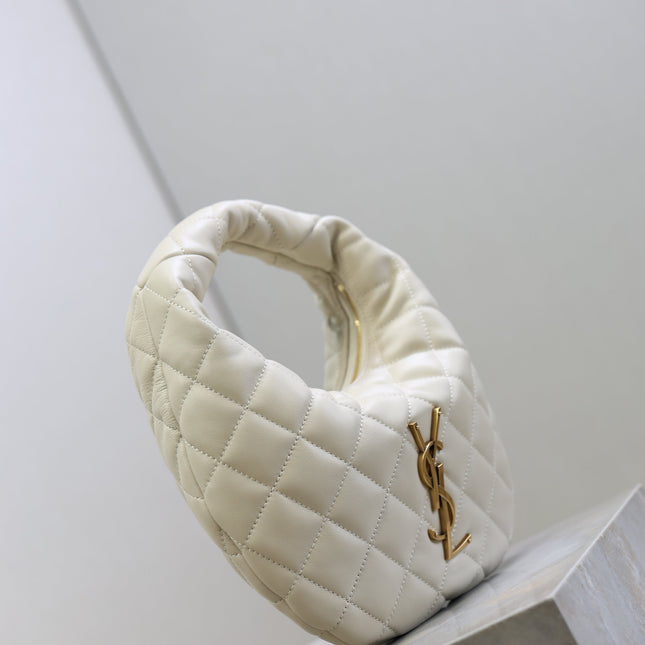 YSL 25S ICARINO 17 IN WHITE QUILTED CALFSKIN GOLD HARDWARE