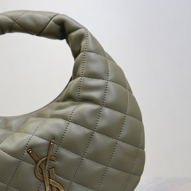 YSL 25S ICARE BABY 17 IN DARK OLIVE QUILTED CALFSKIN GOLD HARDWARE
