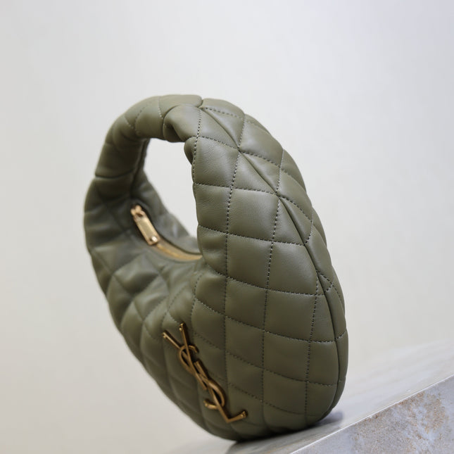 YSL 25S ICARE BABY 17 IN DARK OLIVE QUILTED CALFSKIN GOLD HARDWARE