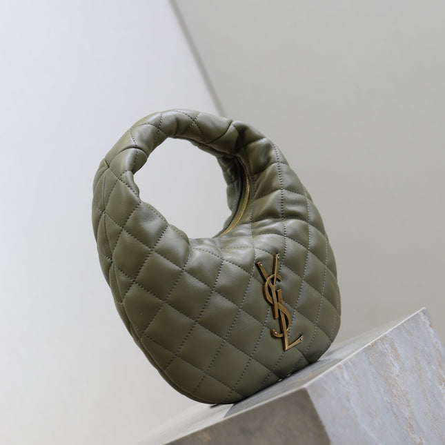 YSL 25S ICARE BABY 17 IN DARK OLIVE QUILTED CALFSKIN GOLD HARDWARE