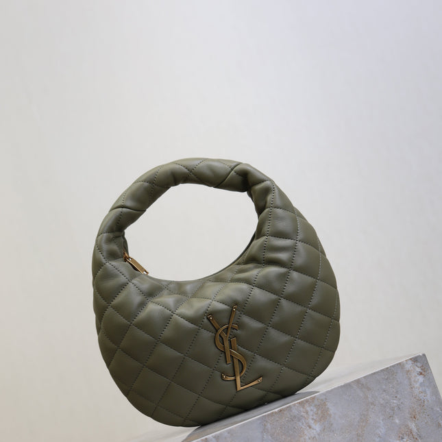 YSL 25S ICARE BABY 17 IN DARK OLIVE QUILTED CALFSKIN GOLD HARDWARE