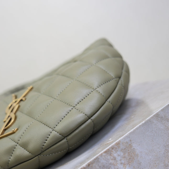 YSL 25S ICARE BABY 17 IN DARK OLIVE QUILTED CALFSKIN GOLD HARDWARE