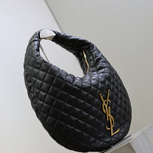 YSL 25S ICARE HOBO 44 IN BLACK QUILTED CALFSKIN GOLD HARDWARE