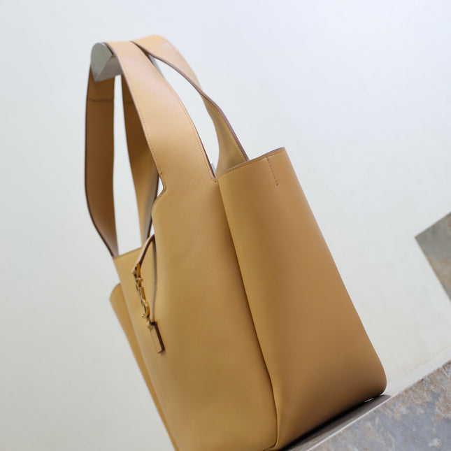 YSL 25S LE 5 À 7 BEA 50 IN DARK CARAMEL CALFSKIN GOLD HARDWARE