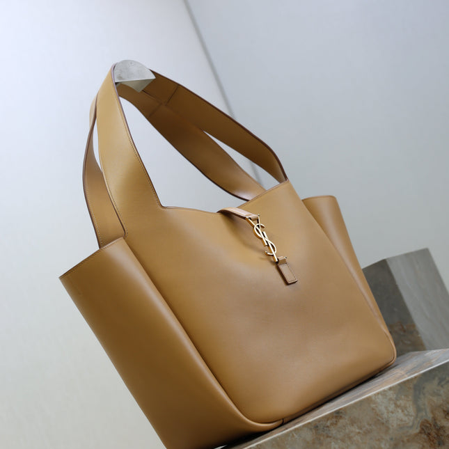 YSL 25S LE 5 À 7 BEA 50 IN DARK CARAMEL CALFSKIN GOLD HARDWARE
