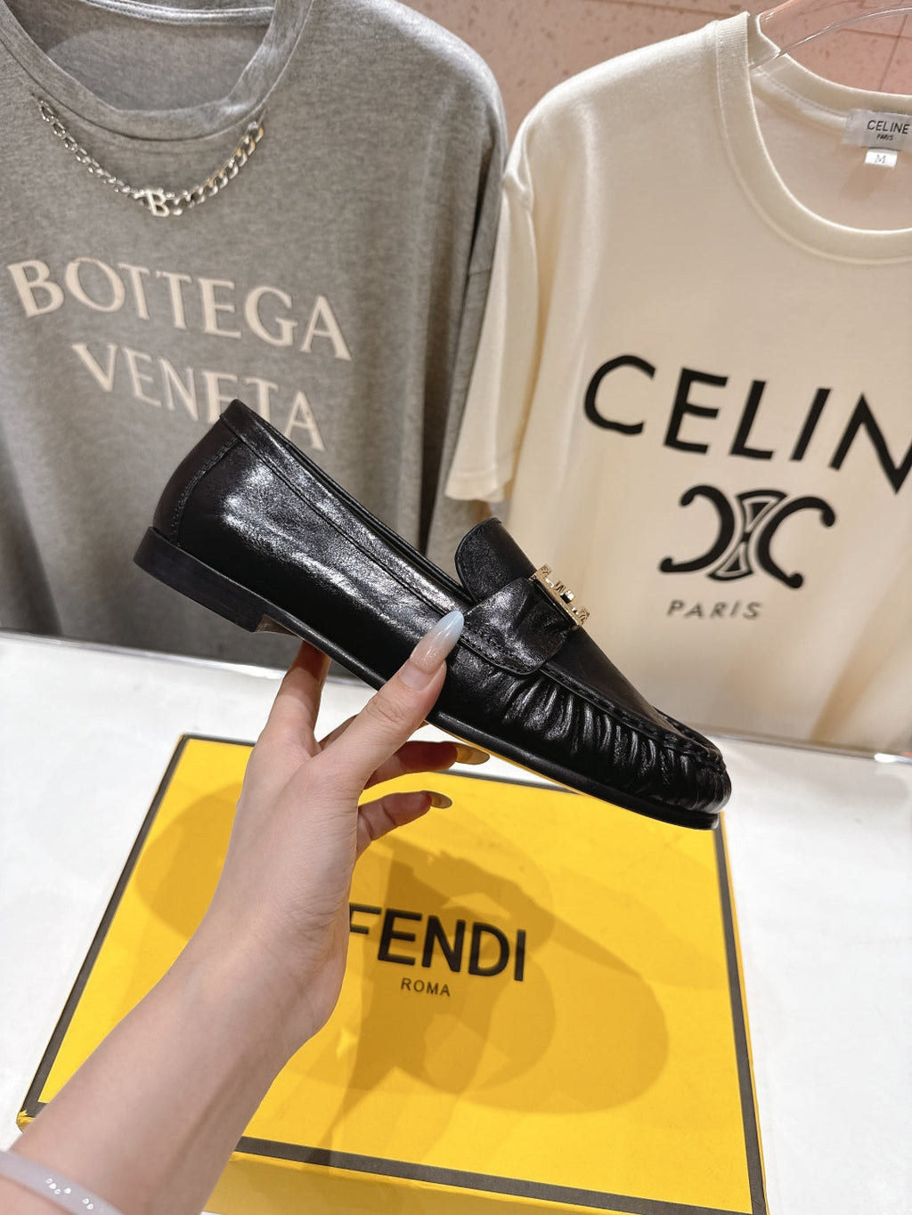 FENDI 25S LOAFERS IN BLACK CALFSKIN