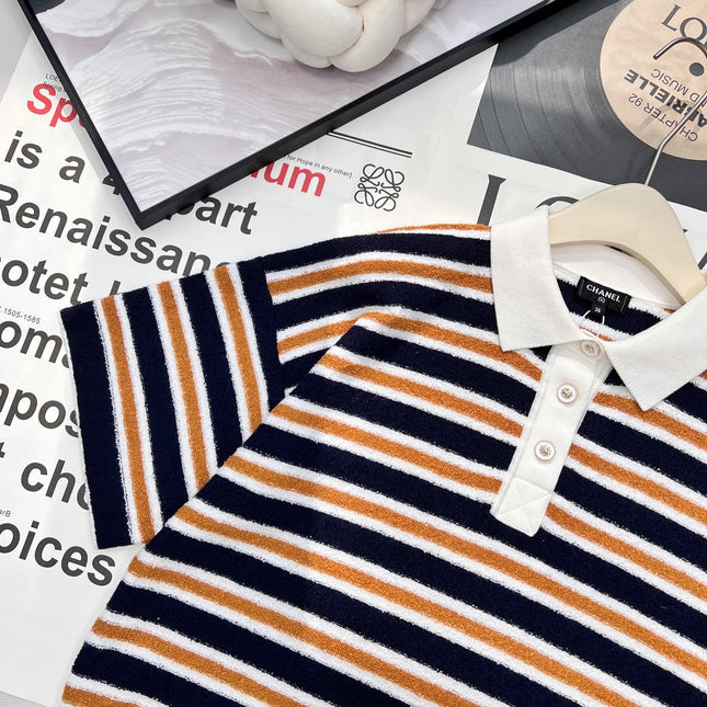 CHANEL 25S SHORT-SLEEVE STRIPED SHIRT 598