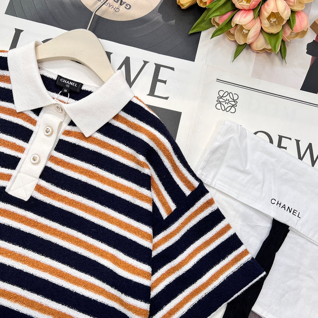 CHANEL 25S SHORT-SLEEVE STRIPED SHIRT 598