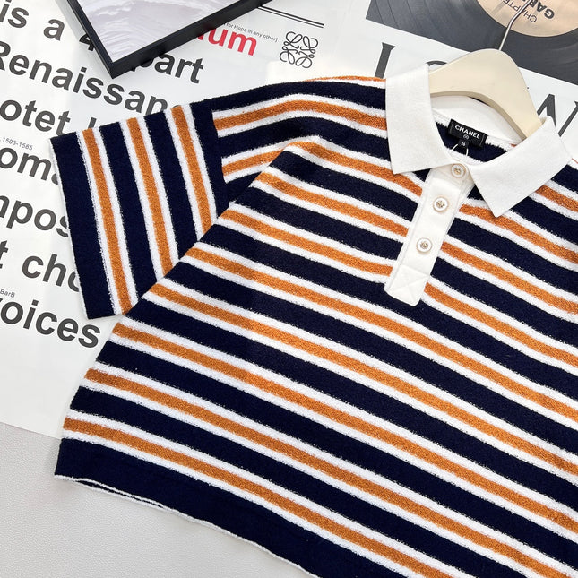 CHANEL 25S SHORT-SLEEVE STRIPED SHIRT 598