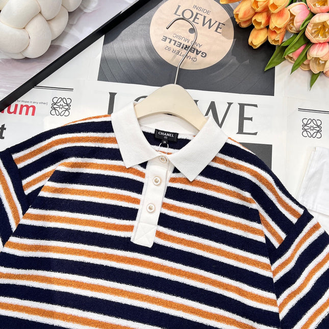 CHANEL 25S SHORT-SLEEVE STRIPED SHIRT 598