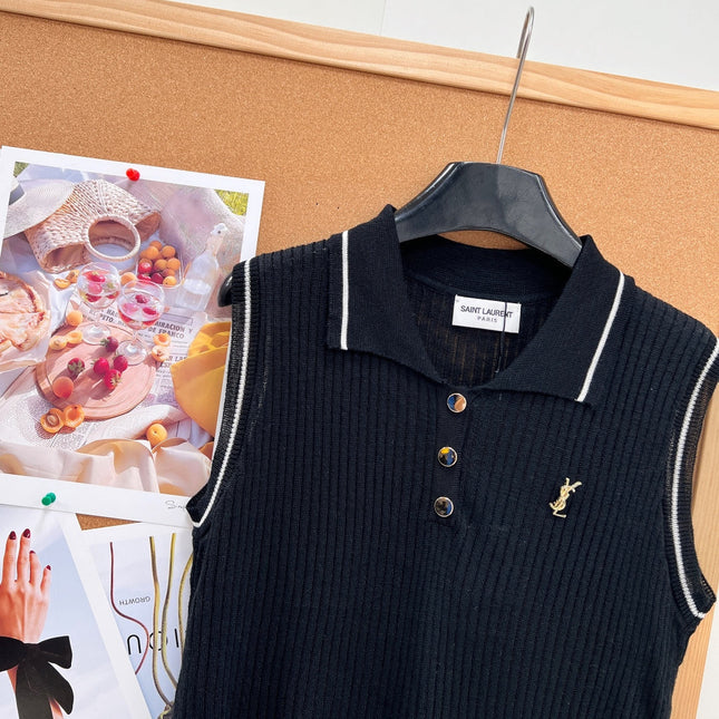 26S SLEEVELESS KNIT POLO TOP 486