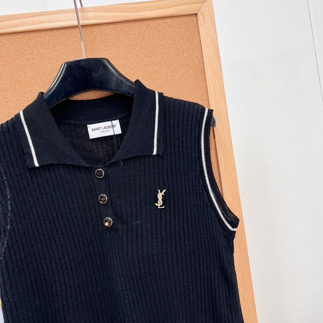26S SLEEVELESS KNIT POLO TOP 486