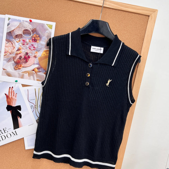 26S SLEEVELESS KNIT POLO TOP 486